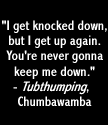 Chumbawamba quote: I get knocked down, but I get up again.