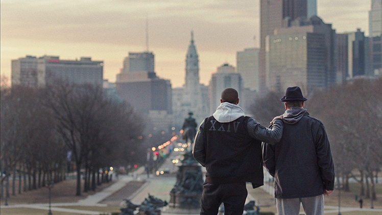 Creed and Rocky on the steps of the Philadelphia Museum of Art