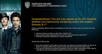 Sherlock Holmes BD-Live Event