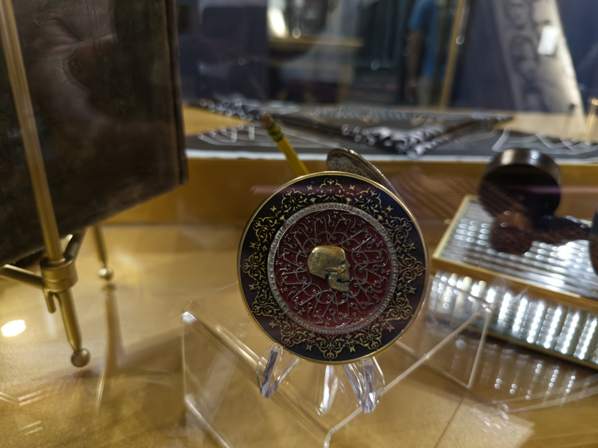 A blood oath marker on display in the gift shop John Wick Experience at Area 15, Las Vegas