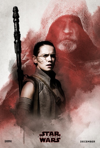 Star Wars: The Last Jedi movie poster featuring Rey and Luke Skywalker