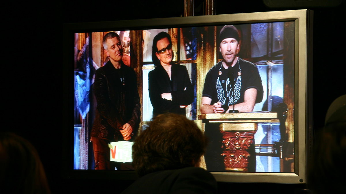 Press room in the Waldorf Astoria, New York City U2: Induction into the Rock and Roll Hall of Fame