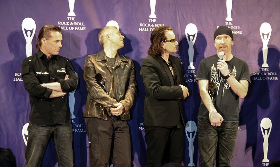 Press room in the Waldorf Astoria, New York City U2: Induction into the Rock and Roll Hall of Fame