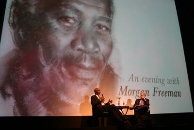 Morgan Freeman talks with Robert Denerstein