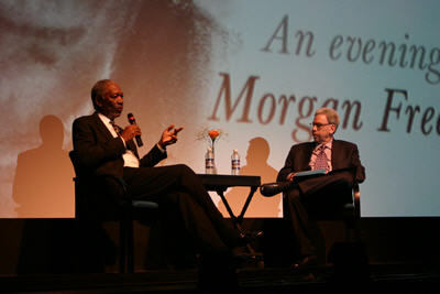 Morgan Freeman talks with Robert Denerstein
