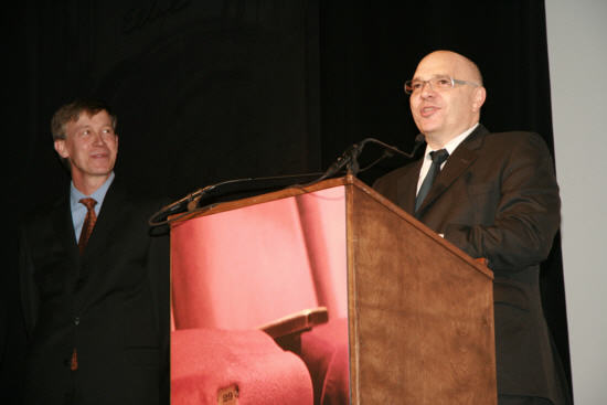 Anthony accepts the Mayor's Career Achievement Award