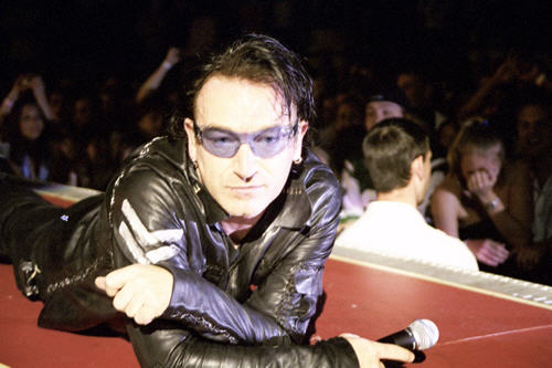 Bono strikes a pose.
