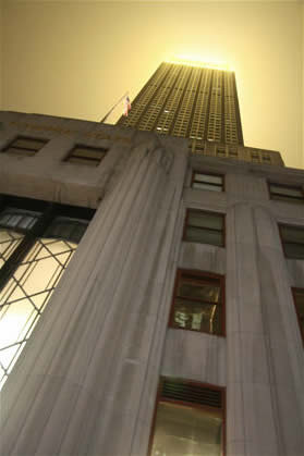 The Empire State Building by the fog of night