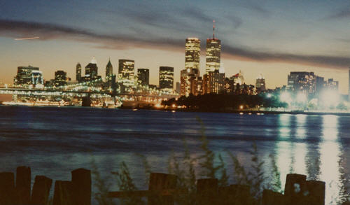 The World Trade Center at dusk