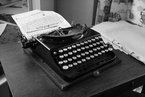 A typewriter <i>like the one</i> she used to write the book.