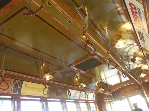 In a classic tram