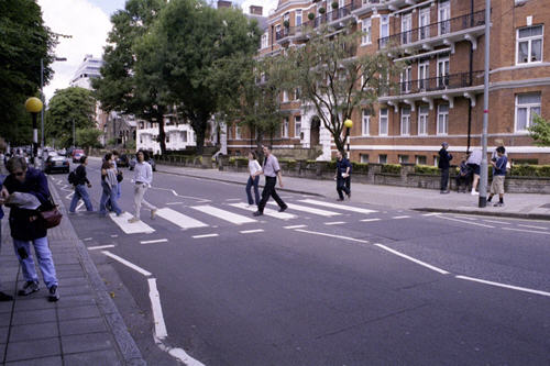 Mattimus crosses Abbey Road...<br>Photo by some chick on the tour