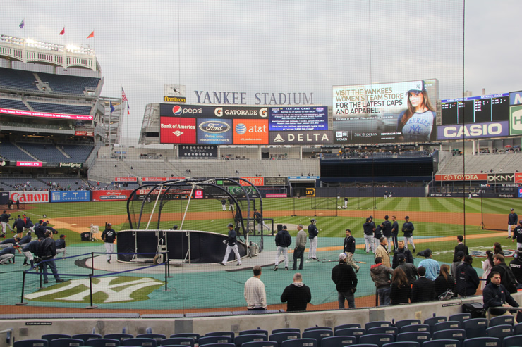April 4: Batting practice at Yankee Stadium New York City