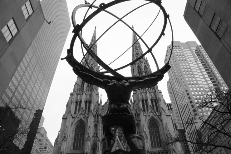 Atlas and St. Patrick's Cathedral New York City