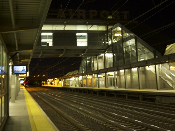 Waiting for the last train to Penn Station; blurry eyes, blurry camera