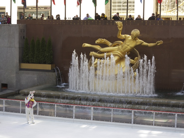 The Easter Bunny on ice skates in Rockefeller Center!