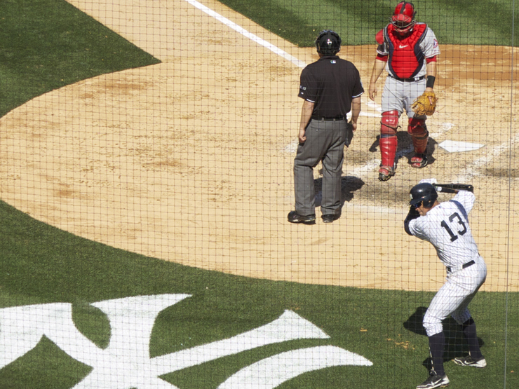 A-Rod (#13) warms up