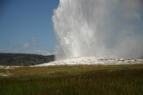 Old Faithful spouts off approximately every 90 minutes.
