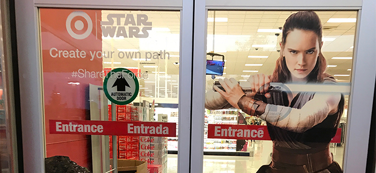 Rey awaits at the Target entrance