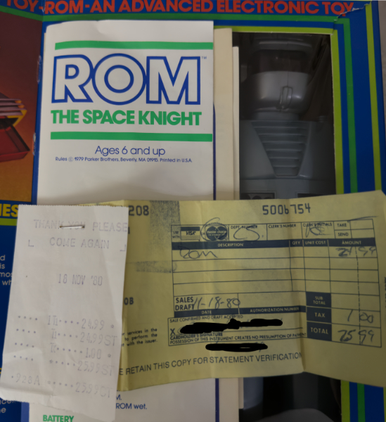 Rom receipt from Three Wishes in 1980