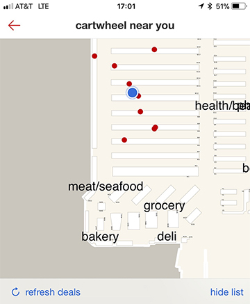 Target's Cartwheel Deals Near You in-app map